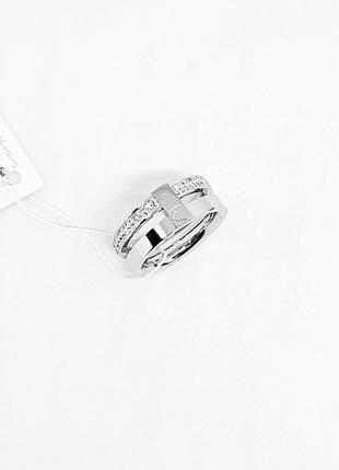 Кольцо, белая позолота, в стиле сk, колечко, родирование2 фото