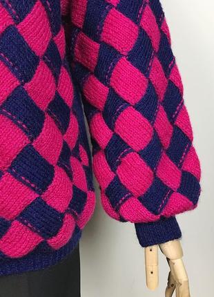 Винтажный вязаный свитер ручной работы с пышными объемными рукавами винтаж10 фото