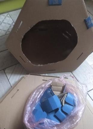 Модульний будиночок для кота з картону, що збирається з тунелем4 фото