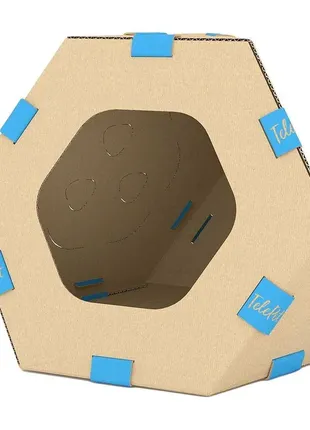 Модульний будиночок для кота з картону, що збирається з тунелем10 фото
