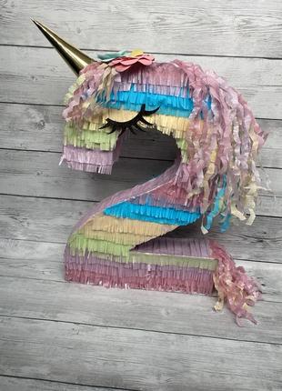 Объёмная цифра 2 в стиле единорога