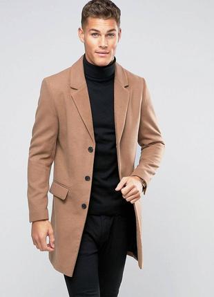 River island стильное мужское бежевое пальто