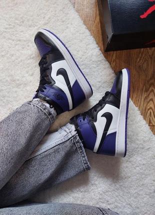 Кроссовки all nike air jordan retro 1 black violet white