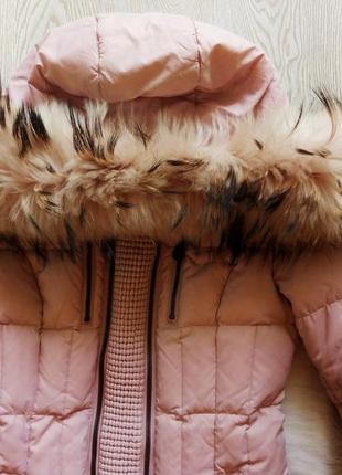 Розовый длинный натуральный зимний беременным пуховик куртка натуральным мехом пух перо6 фото