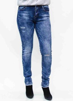 Джинсы женские варенки рваные denim co р. 42 (w26/l30) плотные тянутся