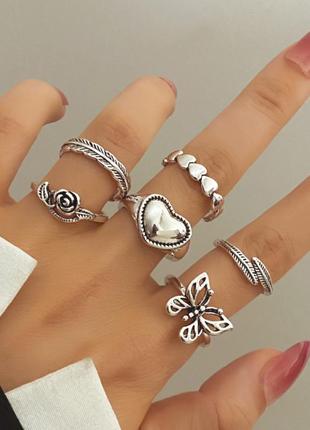 Набор колец 6 шт стильные кольца