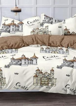 Постільна білизна з простирадлом на гумці сатин