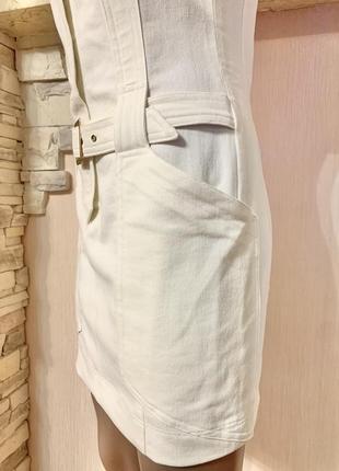 Базовое платье короткое джинс хлопок белое8 фото