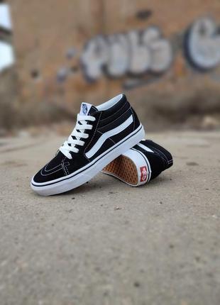 Vans черно- белые черные кеды кроссовки высокие средние   old school