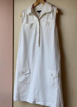 Ідеальне лляне плаття без рукавів в білому кольорі від next 100% льон