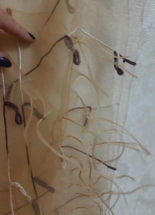 Шовковий  шарф палантин  натуральна органза з китицями10 фото