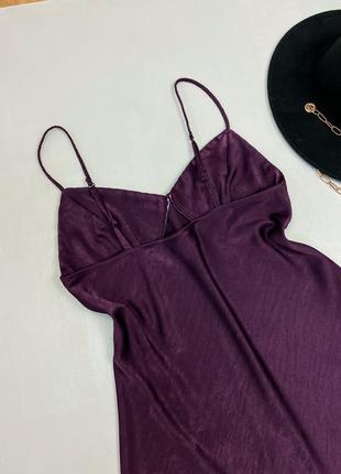 Фиолетовое сатиновое платье - комбинация2 фото