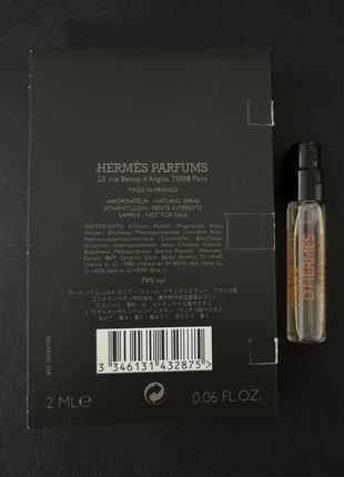 2 мл пробник парфюма hermes аромат terre d'hermès духи мужские древесные пряные perfume3 фото