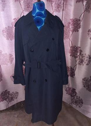 Винтажный двубортный тренч плащ с подстежкой