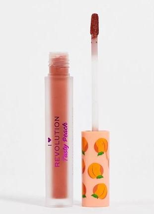 Блиск для губ «смачний персик» i heart revolution liquid lipstick tasty peach відтінок melba