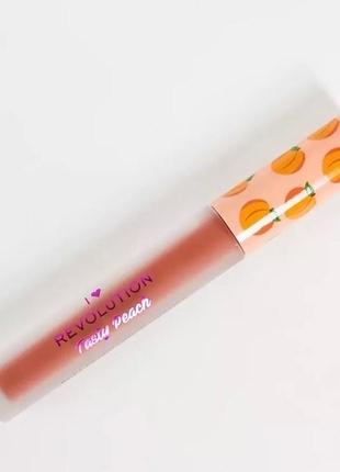 Блиск для губ «смачний персик» i heart revolution liquid lipstick tasty peach відтінок melba2 фото