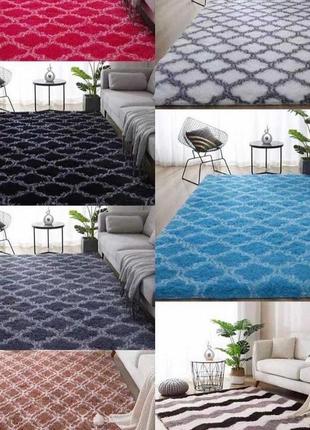 Ковер травка с узором с длинным ворсом 230 х 200 см белый