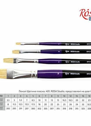 Кисть щетина плоская, 401, № 6, д.р. кисть rosa studio