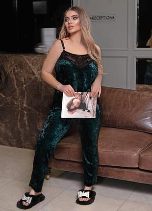 Жіноча велюрова піжама 3 кольори