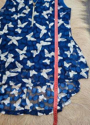 Дуже гарна жіноча блуза синього кольору і білі метелики6 фото