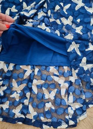 Дуже гарна жіноча блуза синього кольору і білі метелики5 фото
