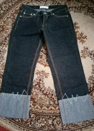 Бриджи/капри джинсовые с отворотом