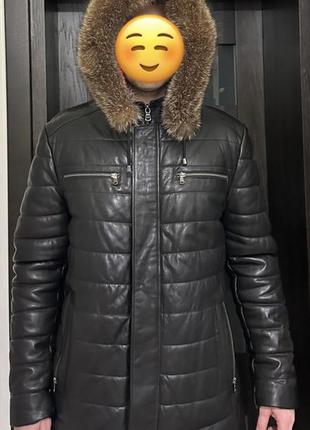 Кожаная зимняя куртка