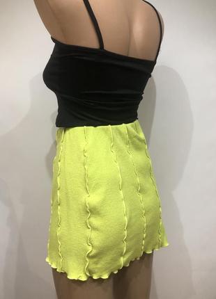 Юбка юбка юбка в рубчик лимонная неоновая4 фото