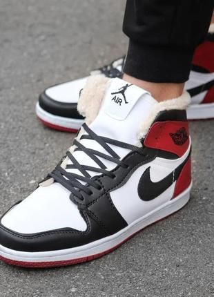 Популярные кроссовки nike air jordan 1 retro найк аир джордан 1 ретро black white rad черные красные белые2 фото