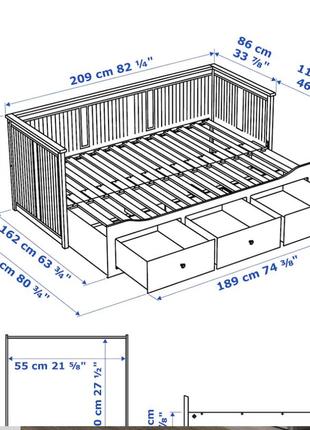 Кровать, ліжко, лежанка, кушетка з шухлядами 80х200 см, hemnes, ikea, 903.493.264 фото