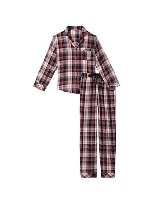 Фланелевая женская пижама victoria's secret, кофта и штаны, домашний костюм в клетку размер xs (42-44).4 фото