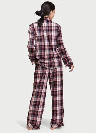 Фланелевая женская пижама victoria's secret, кофта и штаны, домашний костюм в клетку размер xs (42-44).2 фото