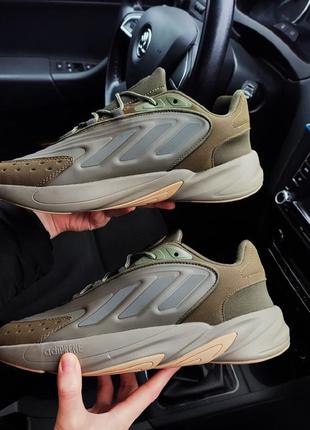 Яркие кроссовки adidas ozelia коричневые бежевые камуфляжные кроссы пена мягкие3 фото