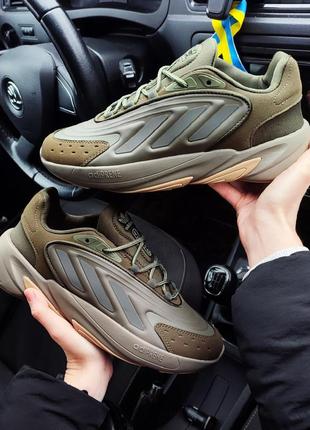 Яркие кроссовки adidas ozelia коричневые бежевые камуфляжные кроссы пена мягкие1 фото