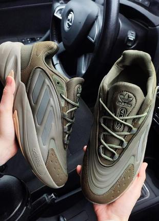 Яркие кроссовки adidas ozelia коричневые бежевые камуфляжные кроссы пена мягкие4 фото