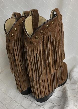 Ковбойки казаки с бахромой замшевые ботинки сапоги натуральная кожа замша2 фото