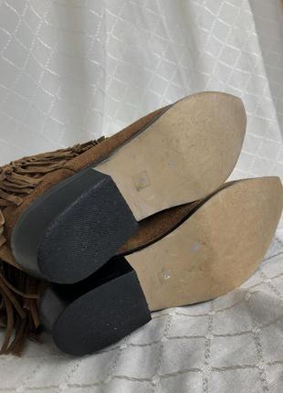 Ковбойки казаки с бахромой замшевые ботинки сапоги натуральная кожа замша8 фото
