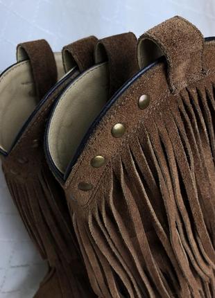 Ковбойки казаки с бахромой замшевые ботинки сапоги натуральная кожа замша7 фото