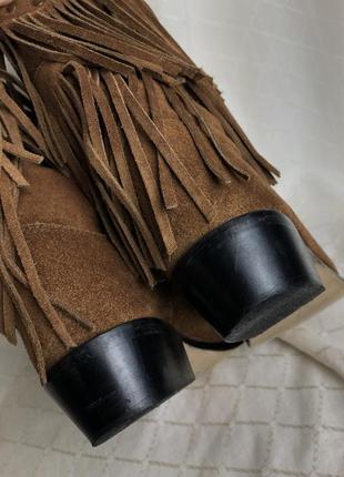 Ковбойки казаки с бахромой замшевые ботинки сапоги натуральная кожа замша9 фото