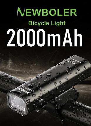 Потужна велофара акумуляторна, led ліхтарик 2в1 2000 mah de300. велосипедна фара. ліхтарі та фари для велосипедів