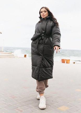 Куртка пальто пуховик длинная теплая зима весна кэмел коричневая шоколад мокко чёрная дутик одеяло2 фото