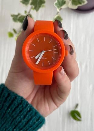 Жіночий силіконовий годинник-конструктор actimer, жовтогарячий ремінець, циферблат mate orange