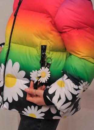 Демисезонная куртка для девочки радуга / принт 18 фото