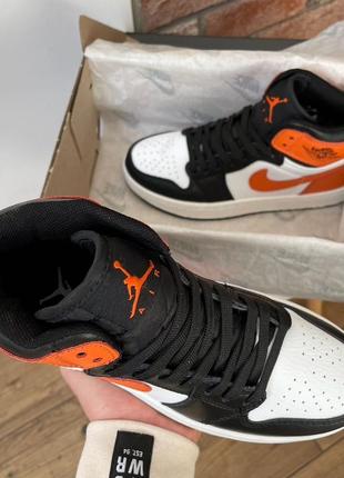 Кроссовки nike air jordan retro1 black orange3 фото