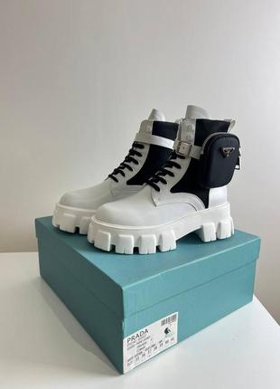 Сапоги prada milano monolith white black