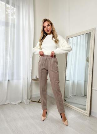 Жіночі кашемірові брюки класичні теплі бежеві коричневі якісні демісезонні