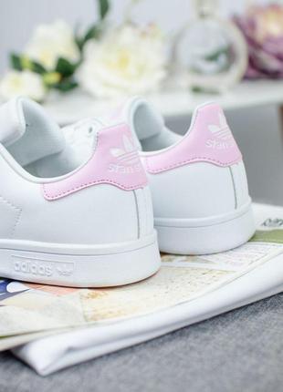 Шикарные кроссовки adidas stan smith в бело-розовом цвете (36-40)5 фото