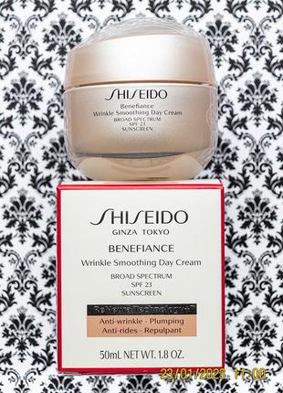 50 мл антивіковий крем против зморшок shiseido benefiance wrinkle smoothing day cream spf 25