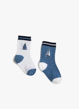 6-12/12-18/18-24/24-36 м комплект набір із 2 пар шкарпеток з морським принтом для хлопчика koton