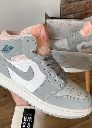 Кроссовки nike jordan 1 retro grey pink1 фото